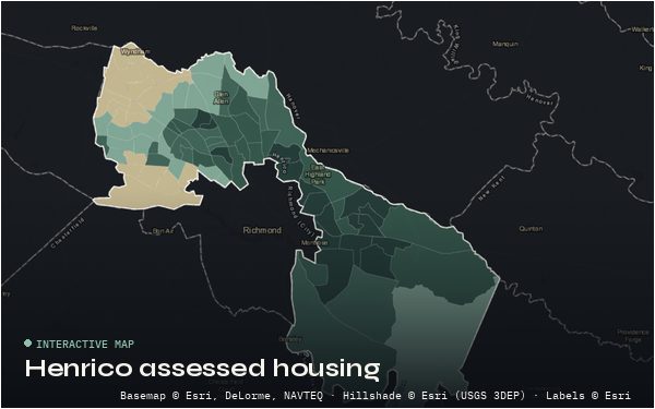 Census-tract choropleth of assessed home values in Henrico County, Virginia